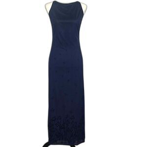 Vintage 90s Slip Dress Chiffon Velvet Burnout Floral Babydoll Sm Maxi Wimsigoth